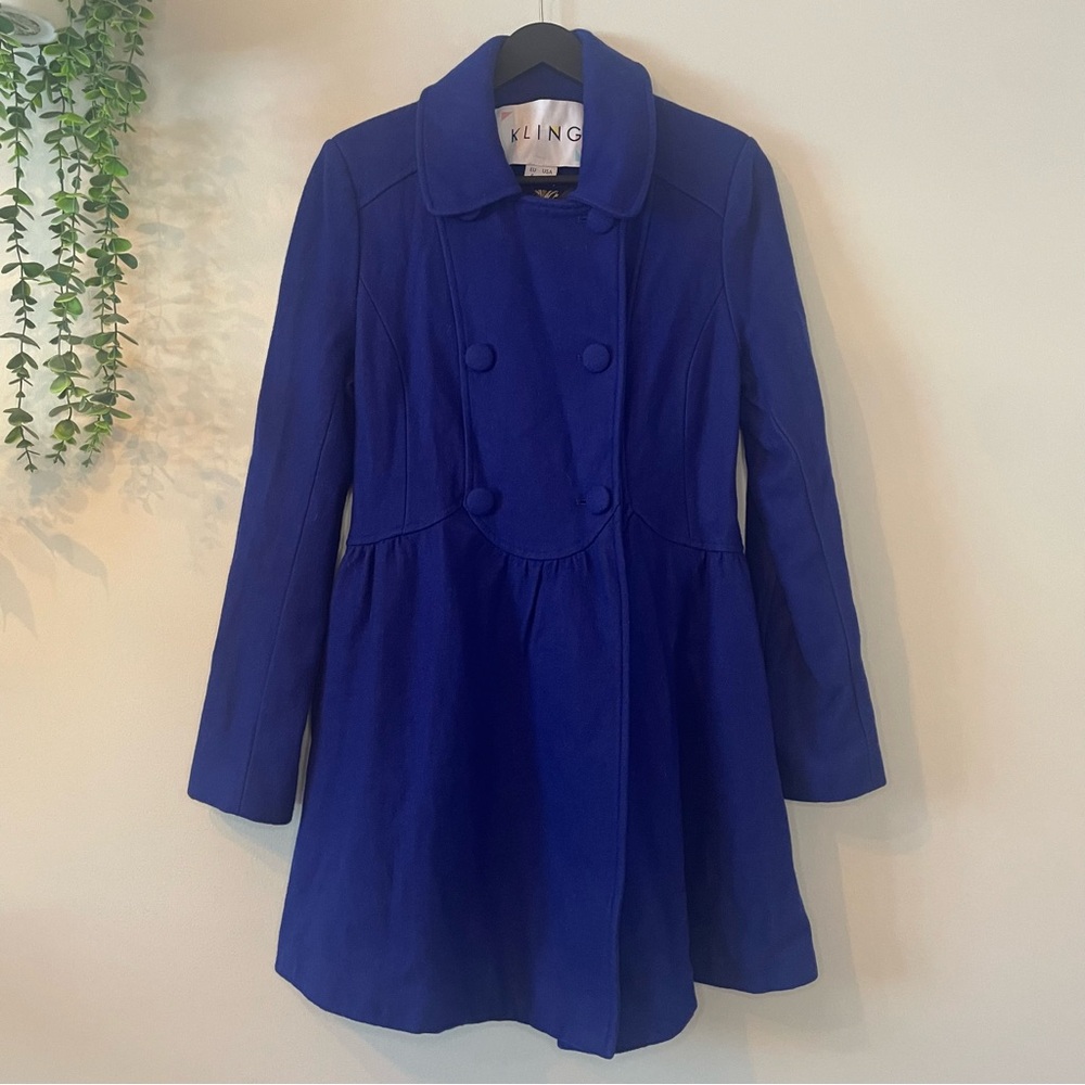 Kling Double-Breasted Cobalt Blue Pea Coat